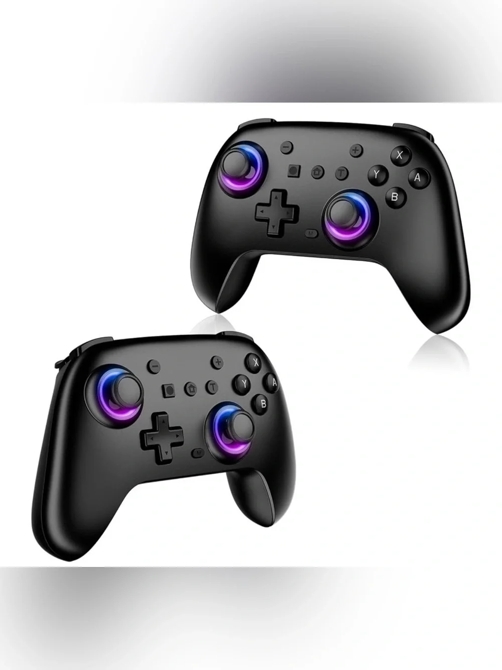 Wireless Black Game Controller with RGB Joystick Accent
